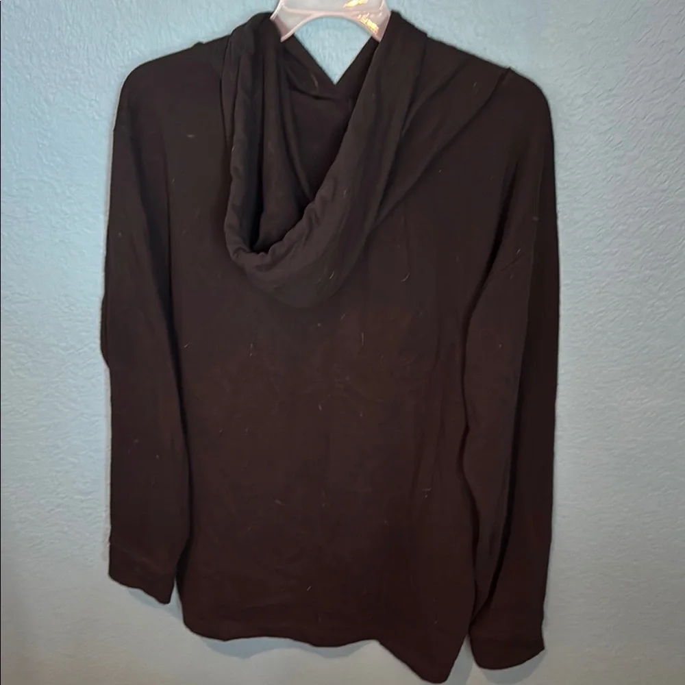 PINK Victoria's Secret Black and Gray Hoodie Sweater; sequined - Picture 2 of 3